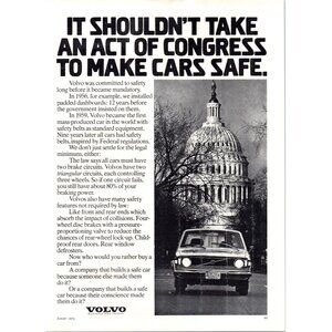 1973 Volvo Safety Equipment US Capitol Vintage Print Ad Washington DC Wall Art